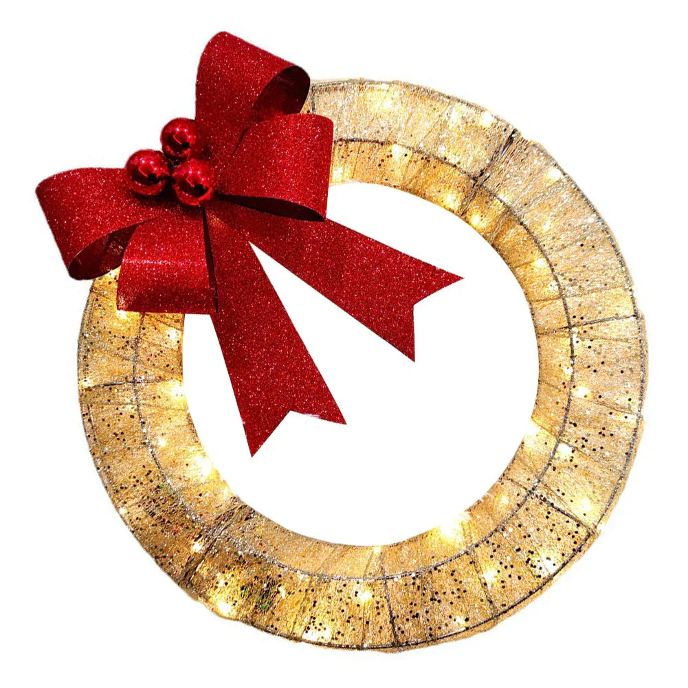 Christmas Led Wreath With Red Bow