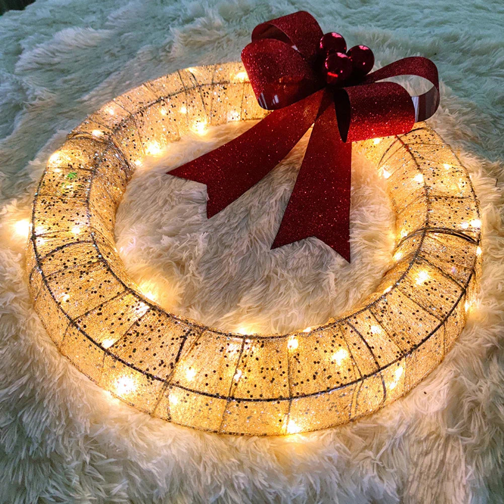Christmas Led Wreath With Red Bow