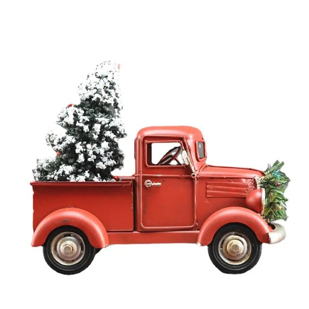Wooden Farmhouse Christmas Truck Ornament With Christmas Tree