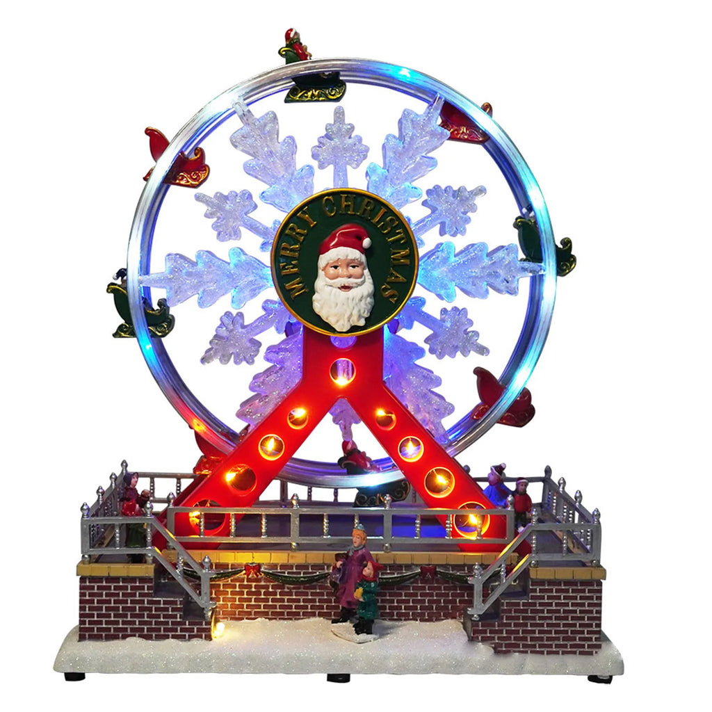 Rotating Christmas Ferris Wheel With Glowing Lights And Music