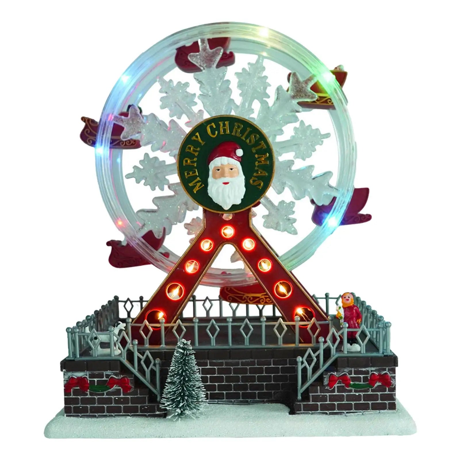 Rotating Christmas Ferris Wheel With Glowing Lights And Music