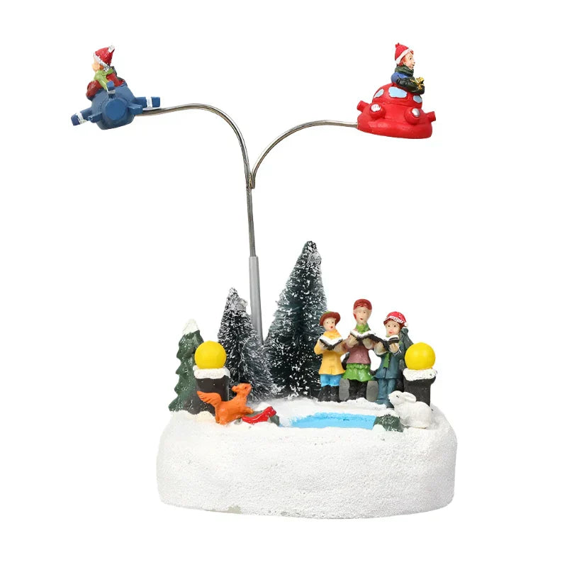 Christmas Village Scene Figurine With Led Lights