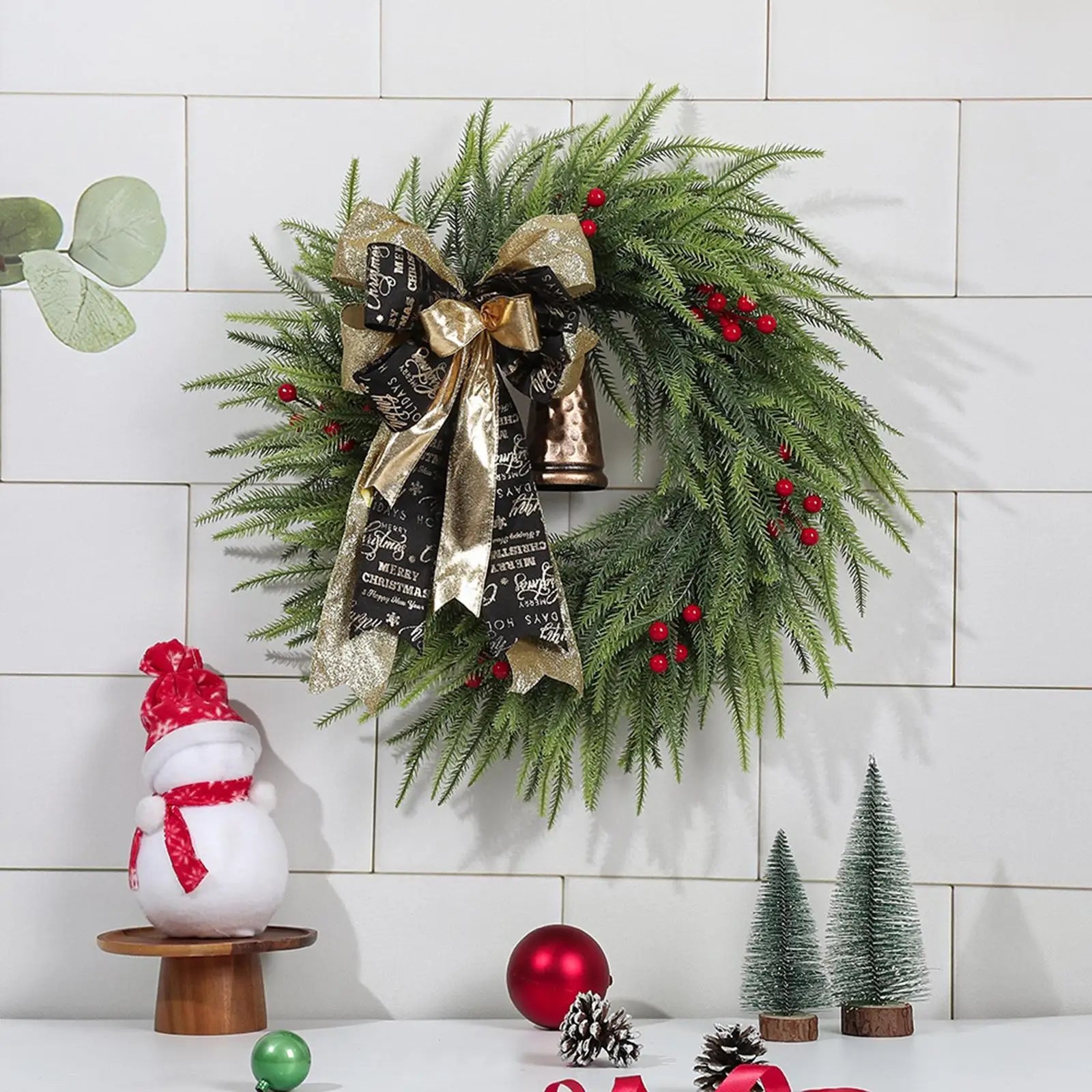 Christmas Wreath Artificial Front Door Green Decor