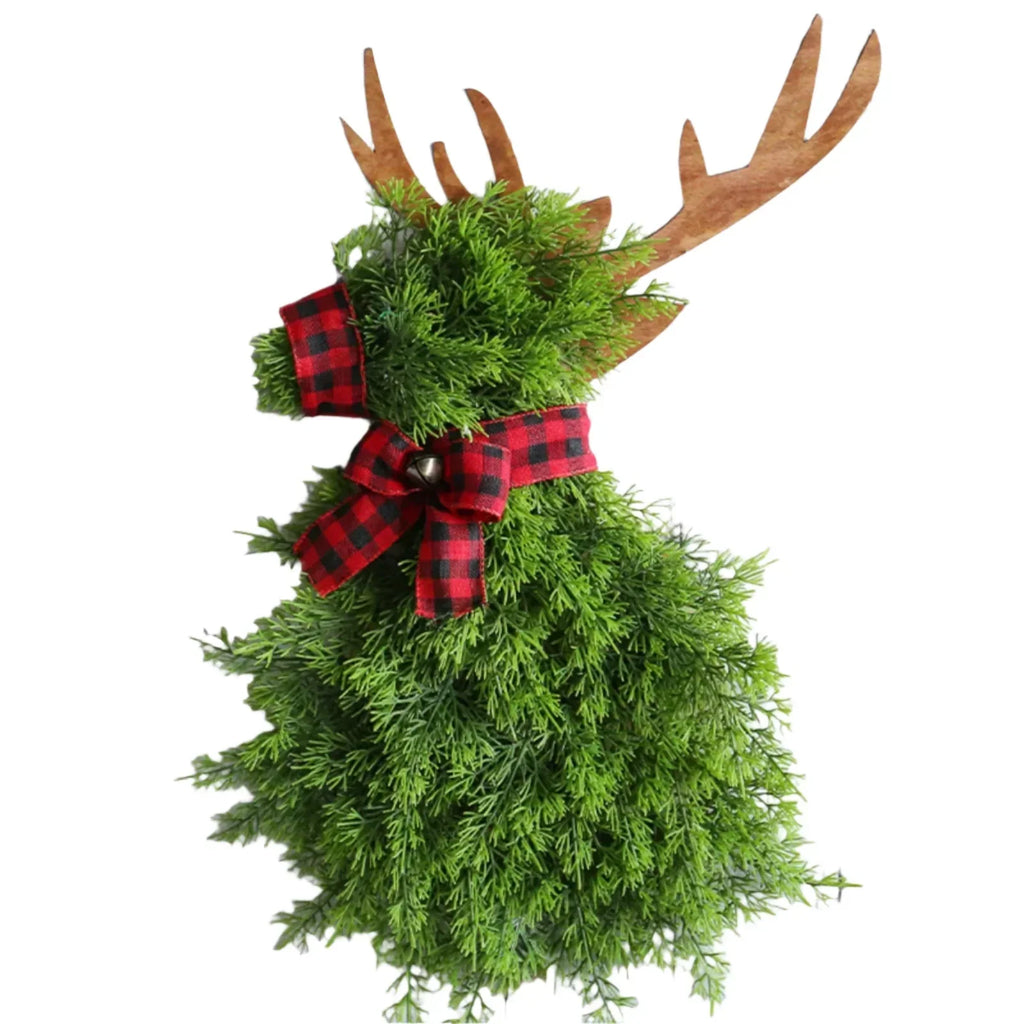Christmas Reindeer Wreath Door Hanging Pine Spruce Decor