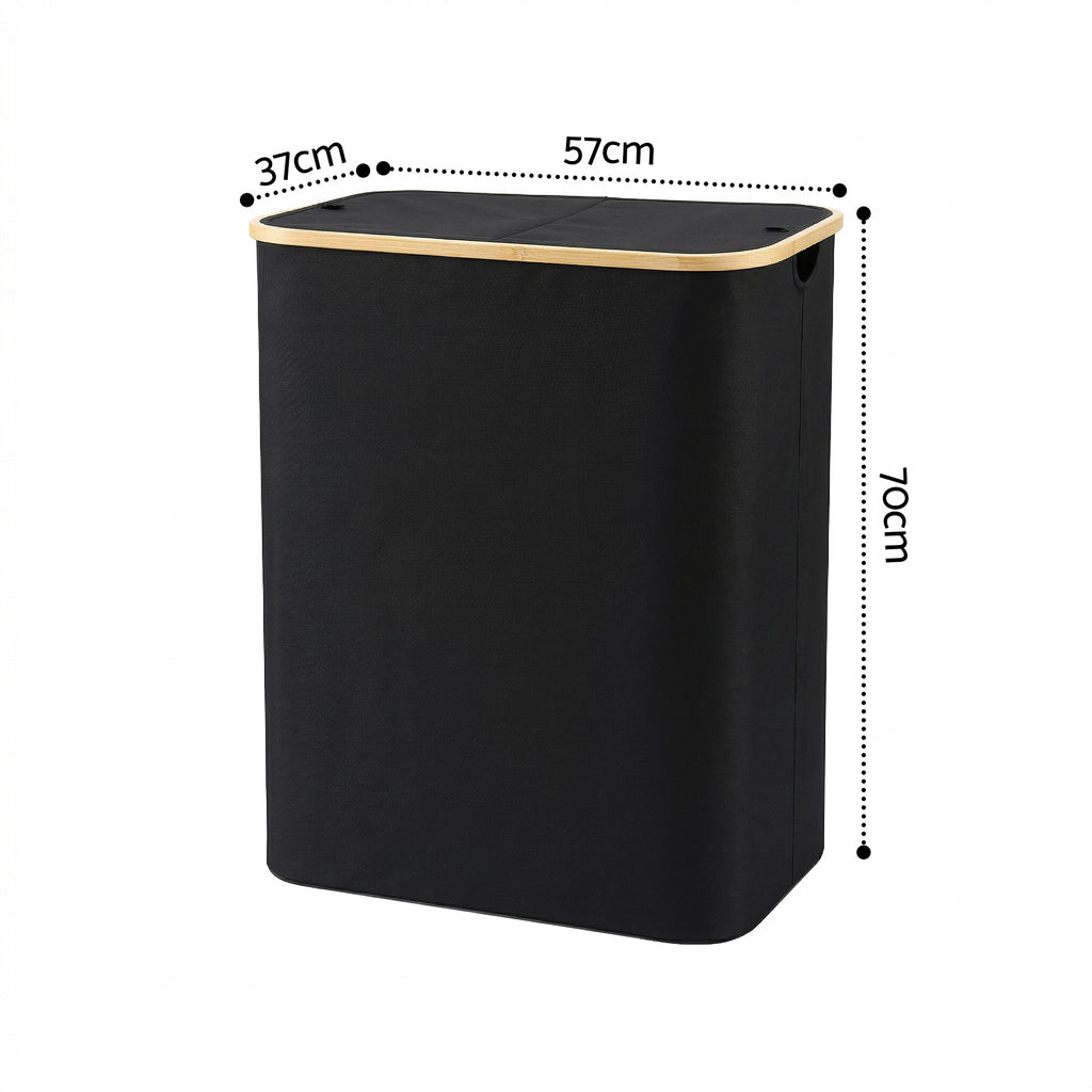 2-Section Foldable Laundry Basket with Removable Bags