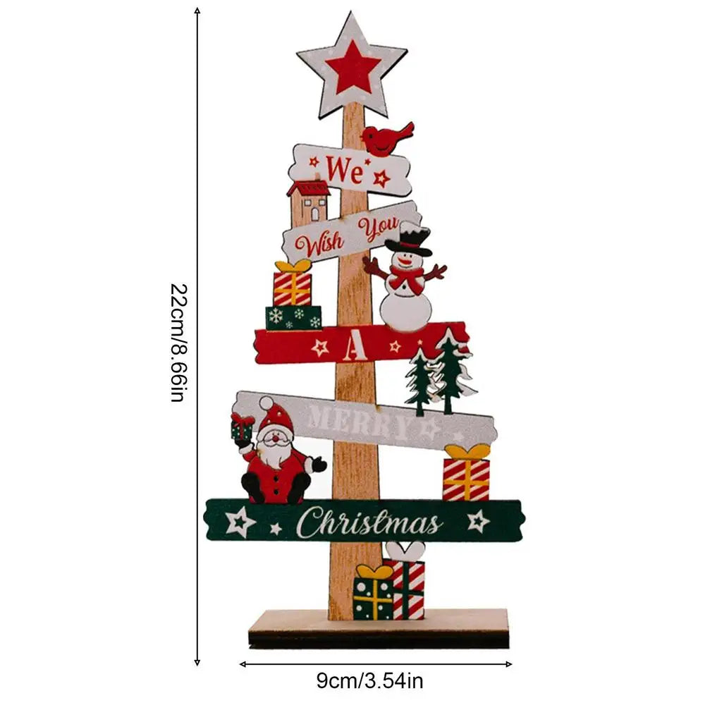 Desktop Christmas Tree Santa Claus Diy Decoration Wooden Christmas