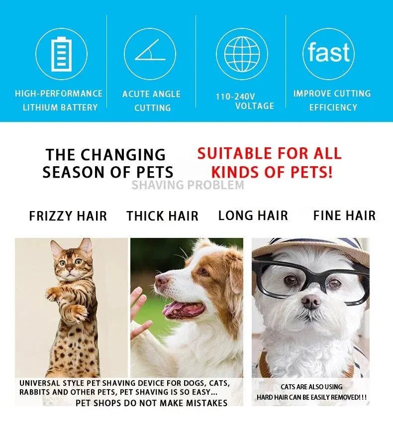 Professional Dog Hair Clipper Usb Rechargeable