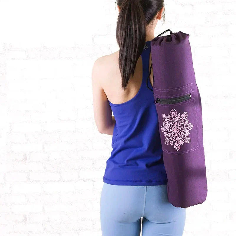 Canvas Cotton Yoga Mat Tote Bag With Adjustable Strap