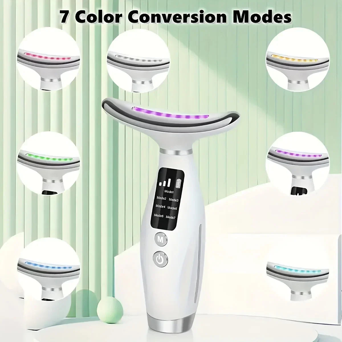 7-Mode Led Neck & Face Beauty Device – Skin Tightening, Lifting & Massage