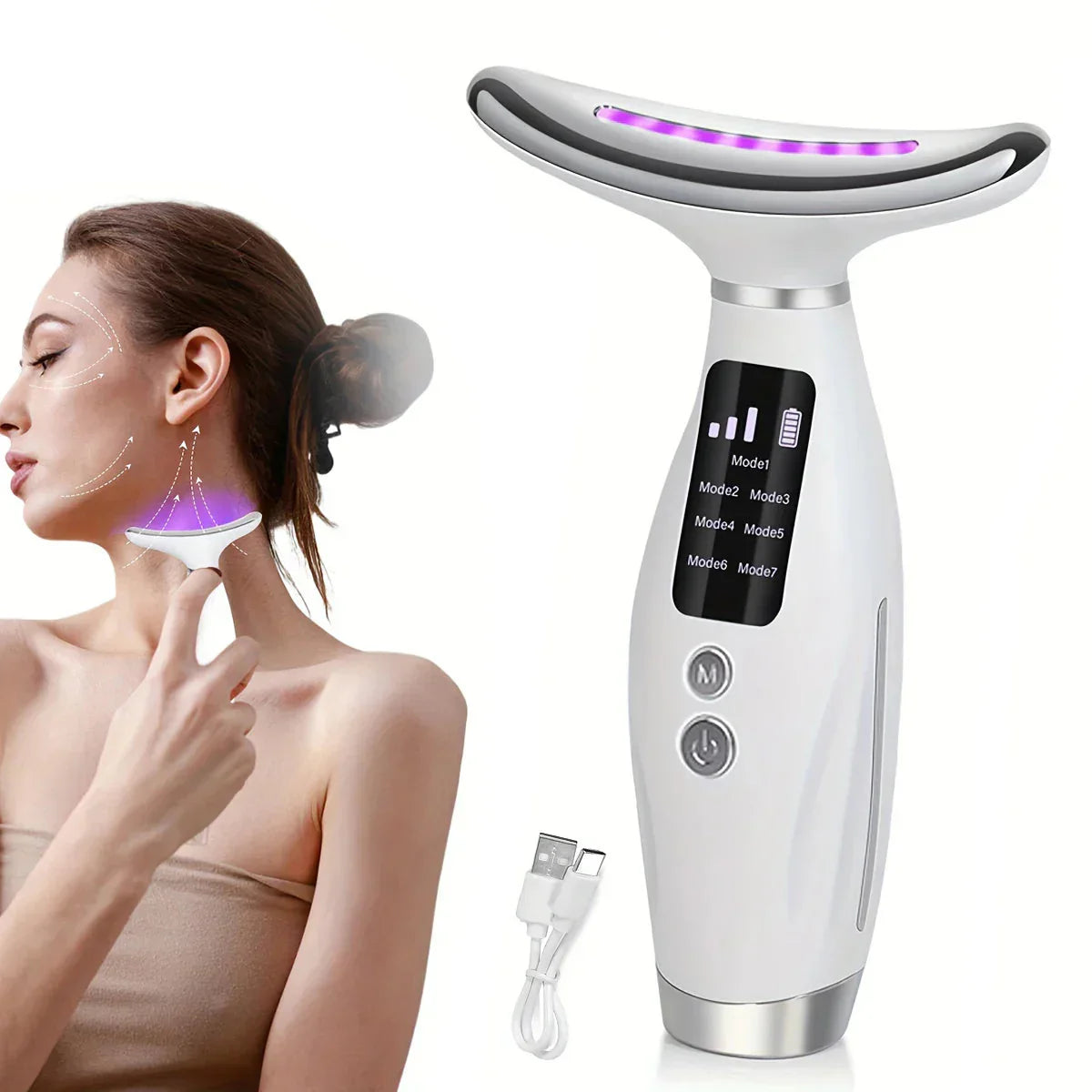 7-Mode Led Neck & Face Beauty Device – Skin Tightening, Lifting & Massage