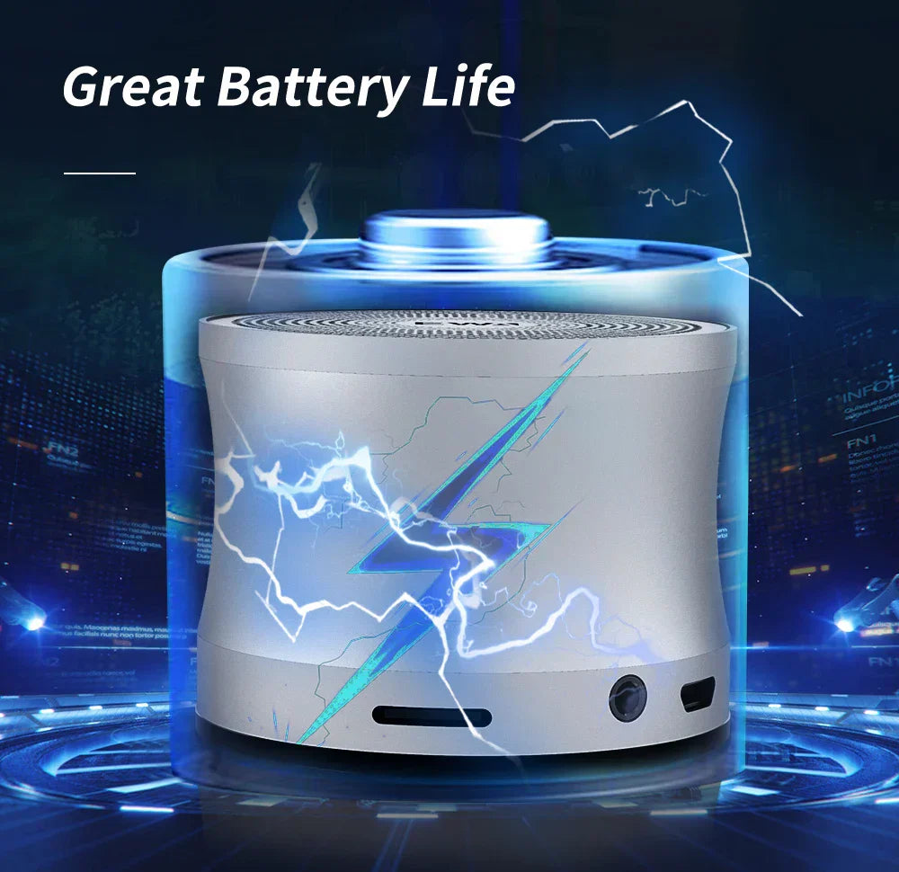 Portable Bluetooth Speaker Dual Bass Stereo Waterproof (Silver)