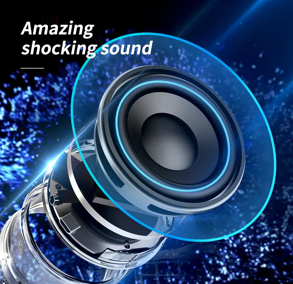 Portable Bluetooth Speaker Dual Bass Stereo Waterproof (Silver)