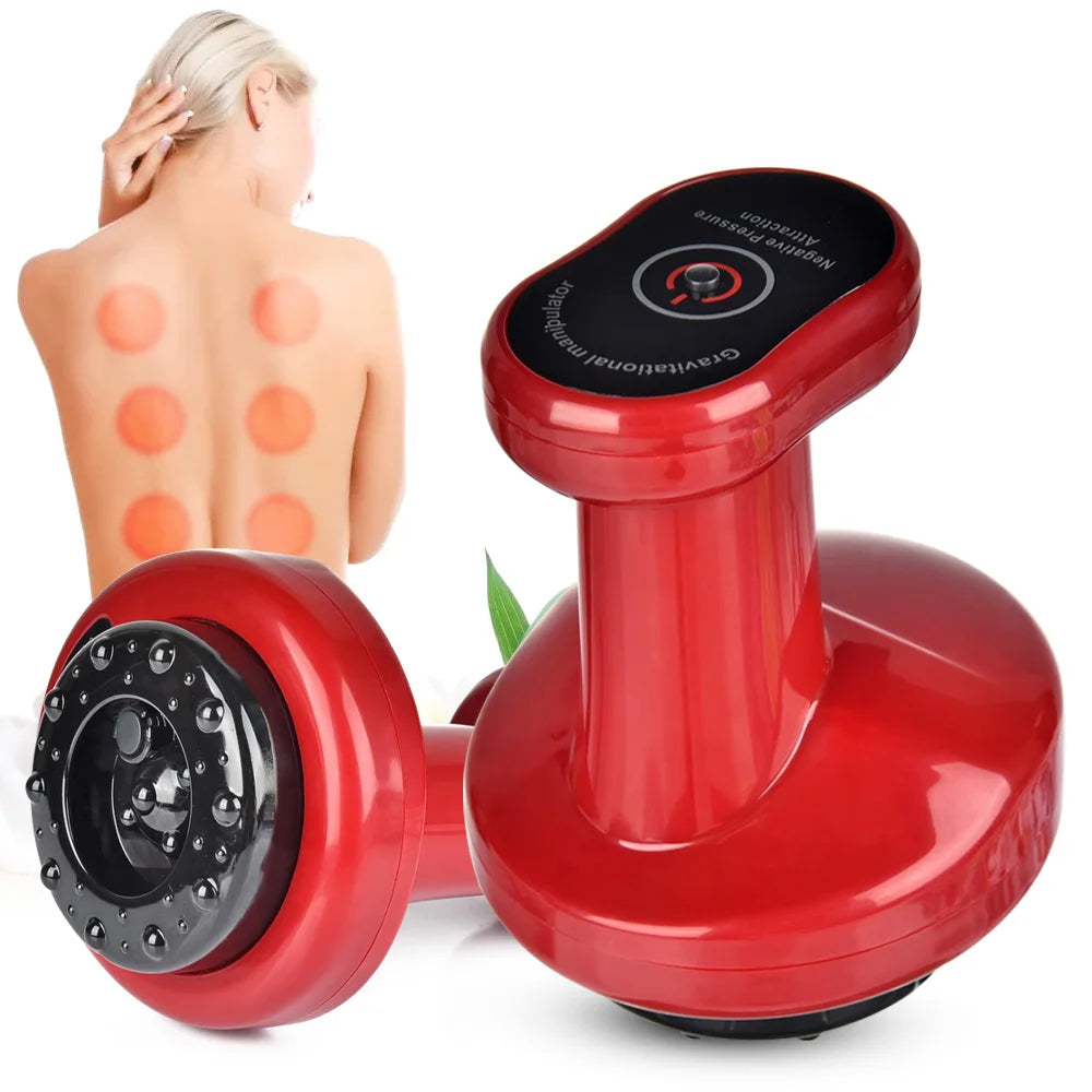 Electric Cupping Therapy Massager EMS Gua Sha Scraping Suction Cup Red