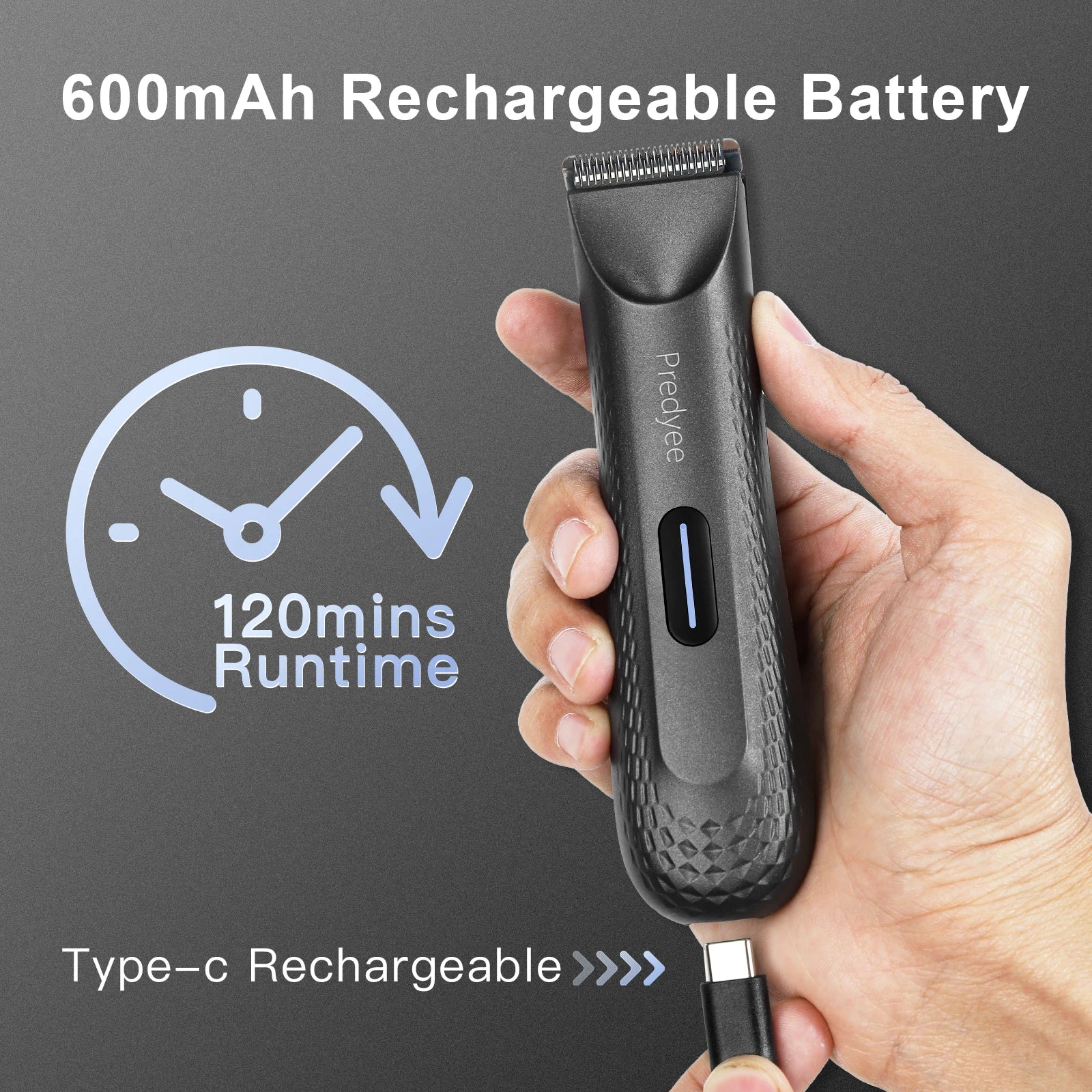 Electric Body & Hair Trimmer for Men Waterproof Groomer Black