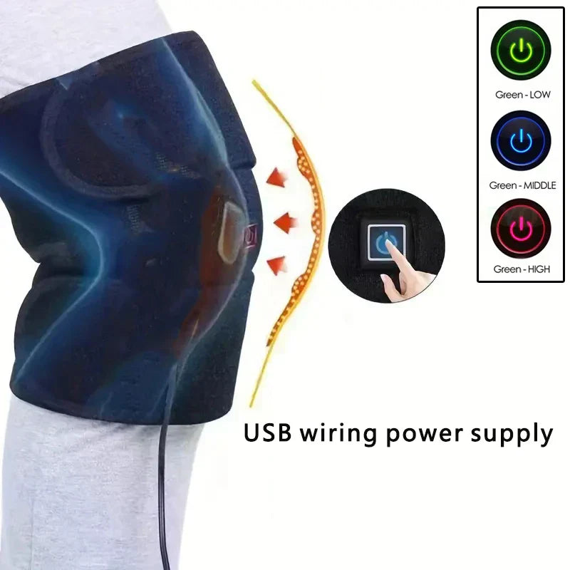 Electric Heating Knee Pads Usb Hot Compress With Adjustable Temperature Black