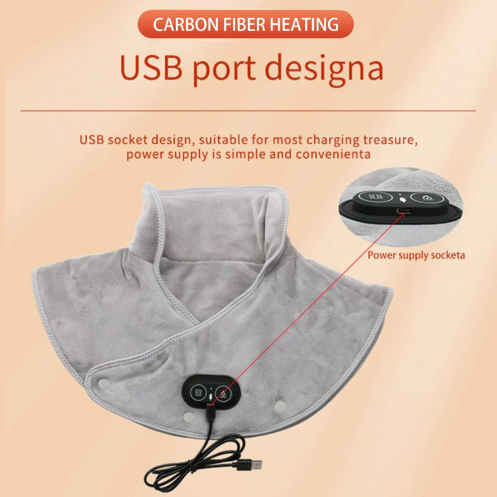 Usb Electric Heating Shoulder & Neck Massager – Thermal Compress Wrap Grey