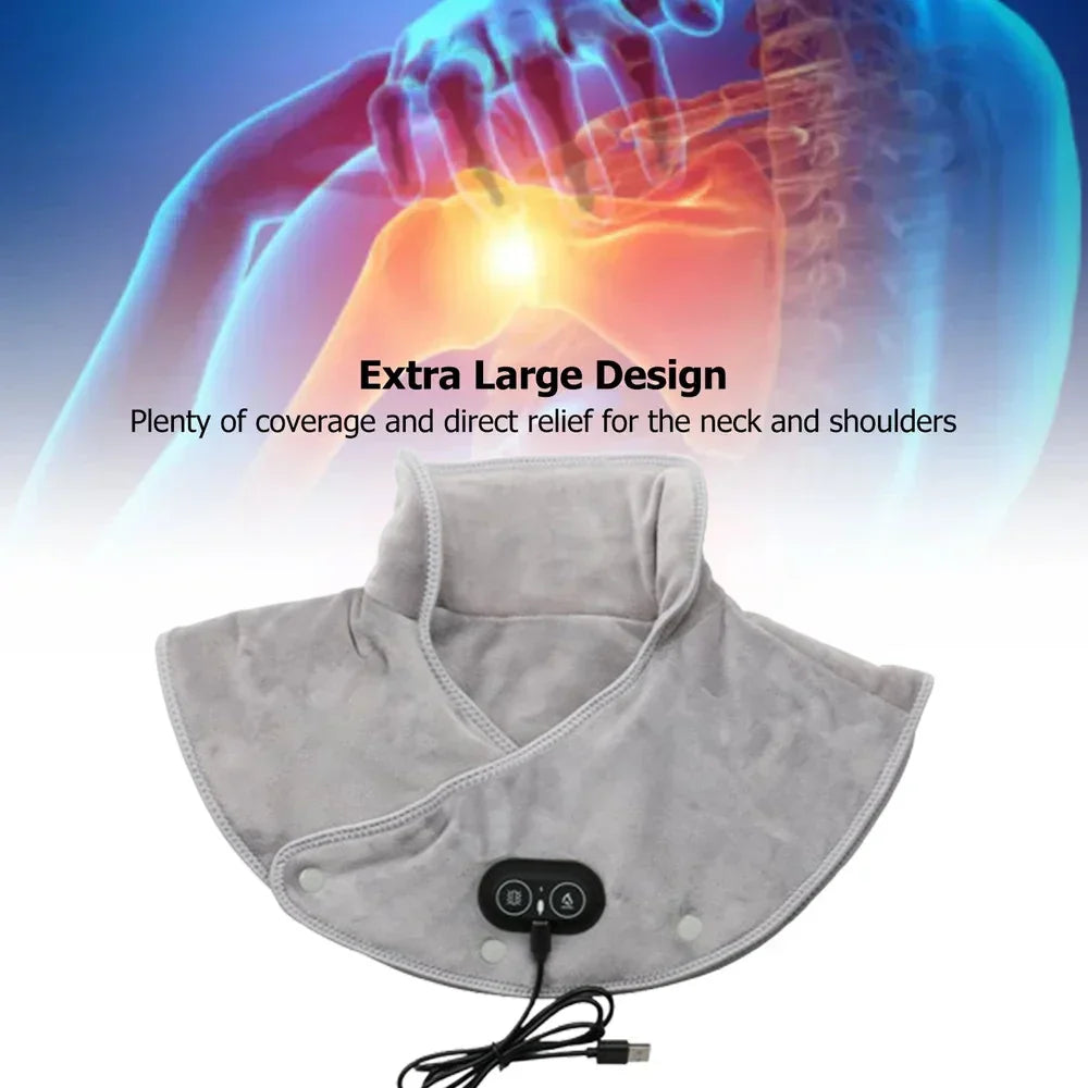 Usb Electric Heating Shoulder & Neck Massager – Thermal Compress Wrap Grey