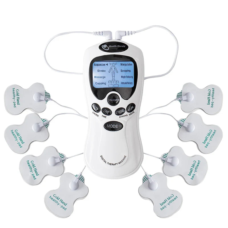 Electric EMS TENS Pulse Massager Pad Acupuncture Muscle Stimulator White