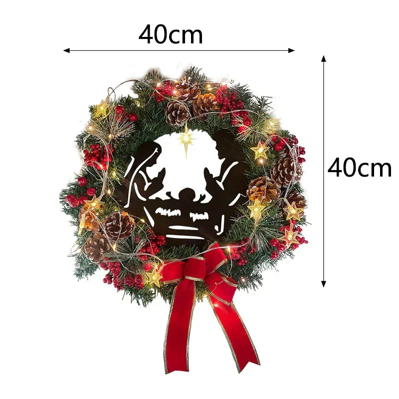 Champagne Gold Christmas Wreath With Lights