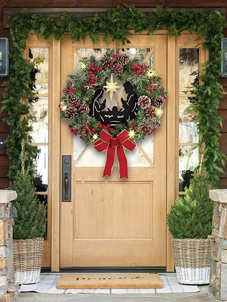 Champagne Gold Christmas Wreath With Lights