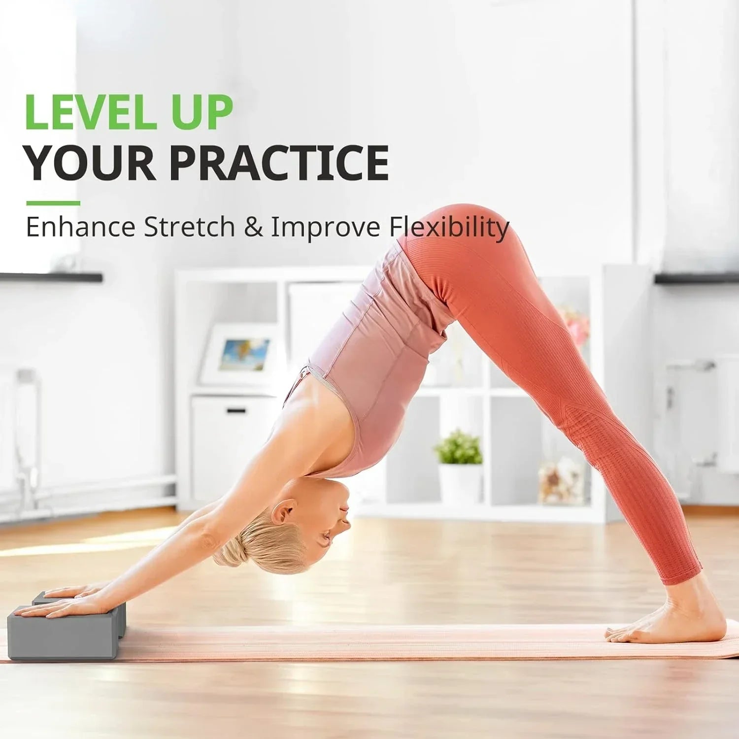 Set Of 2 Premium Odor-Resistant Foam Yoga Blocks (Grey)