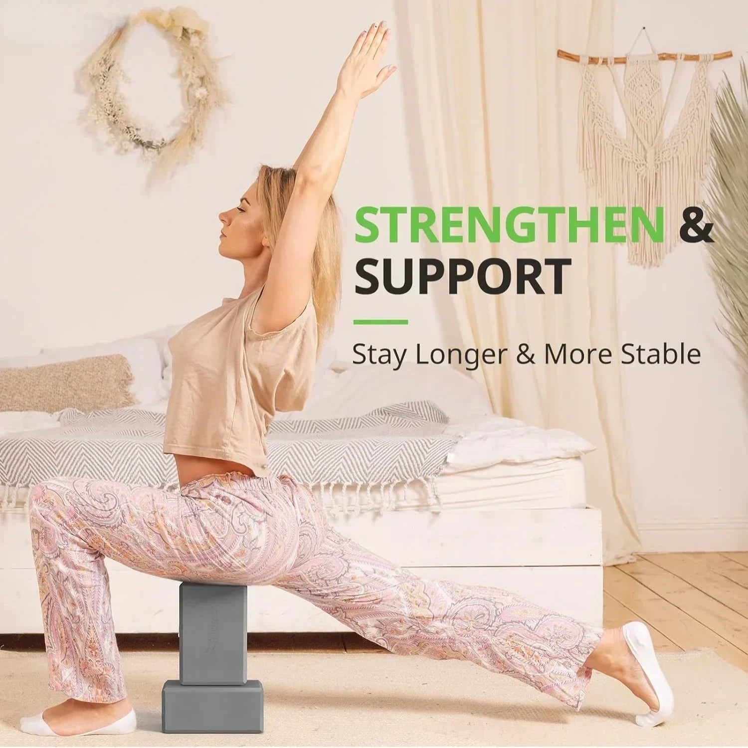Set Of 2 Premium Odor-Resistant Foam Yoga Blocks (Grey)