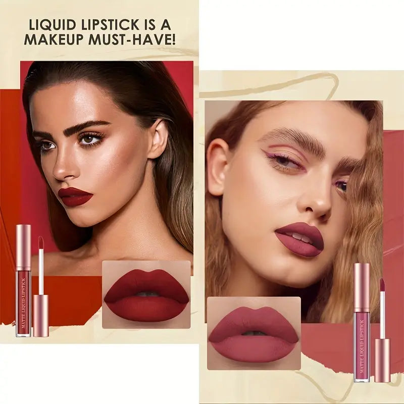 12 Matte  Velvet Nude Liquid Lipstick + Lip Liner Set Lip Gloss