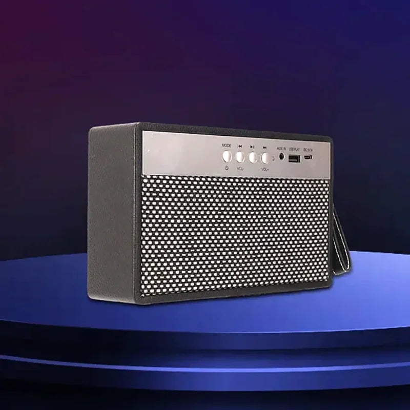 Portable Bluetooth Speaker With Retro Lychee Pattern (Black)