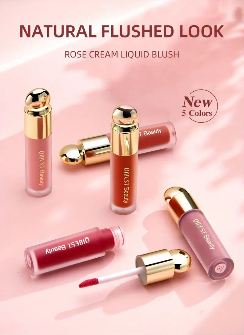 5 Color Liquid Blush, Silky Natural Long Lasting Rouge, Brightening Moisturizing Blush, Non Separated, Color Correcting Liquid Blush