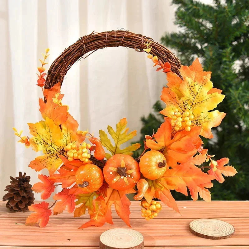 Christmas Berry Maple Leaf Wreath For Home Decor