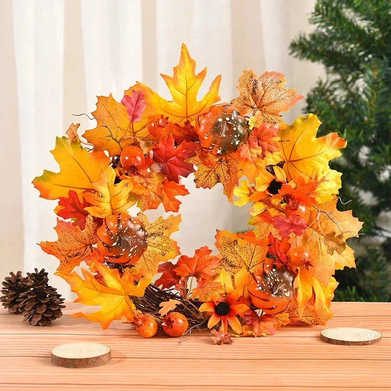 Christmas Berry Maple Leaf Wreath For Home Decor