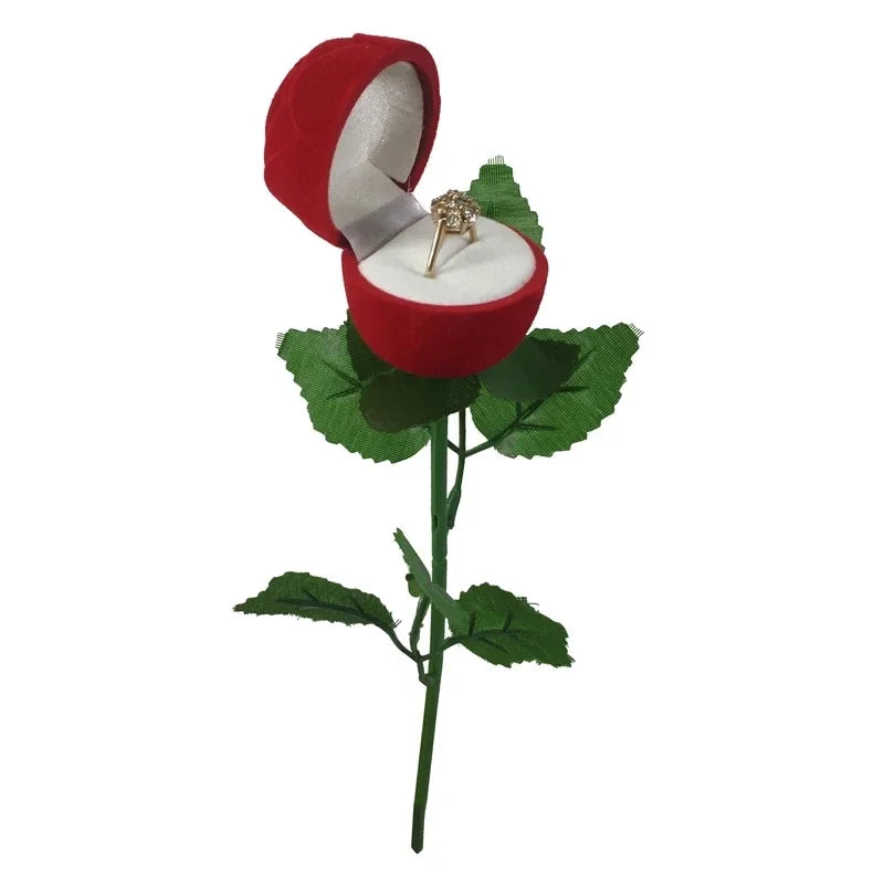 Flocked Rose Ring Storage Box For Engagement