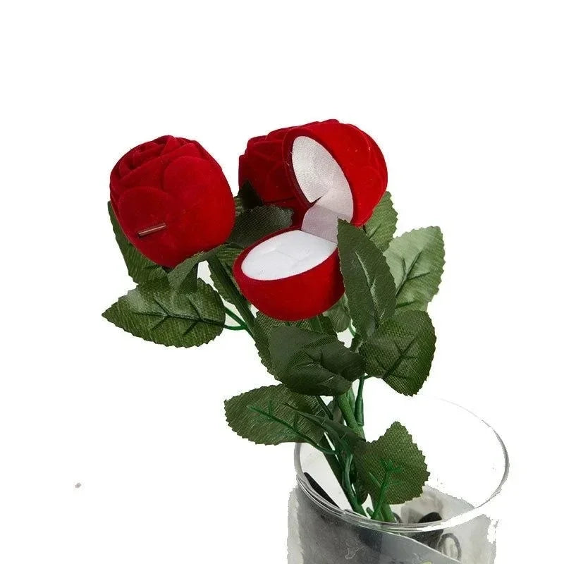 Flocked Rose Ring Storage Box For Engagement