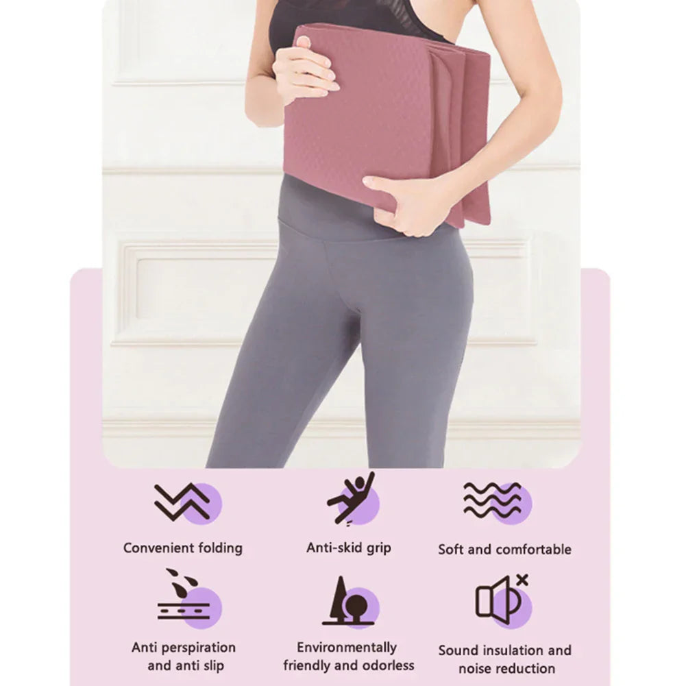 Foldable TPE Yoga Mat for Fitness & Pilates