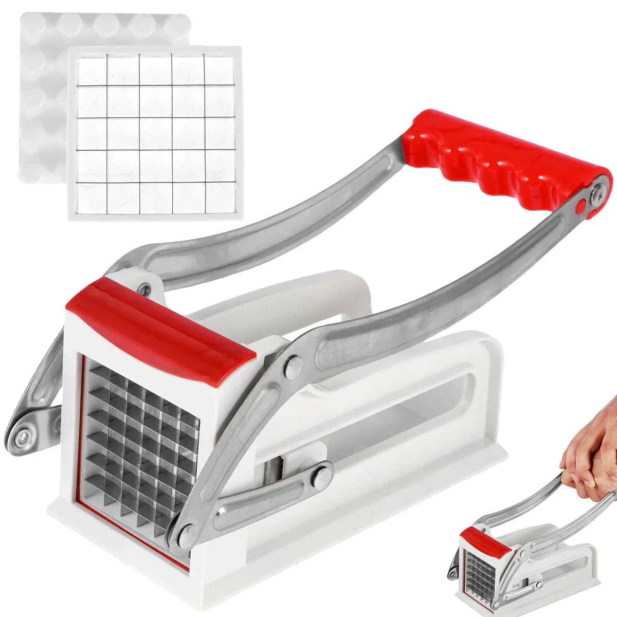 French Fry Cutter – Manual Potato Chipper With 25/49-Hole Blades