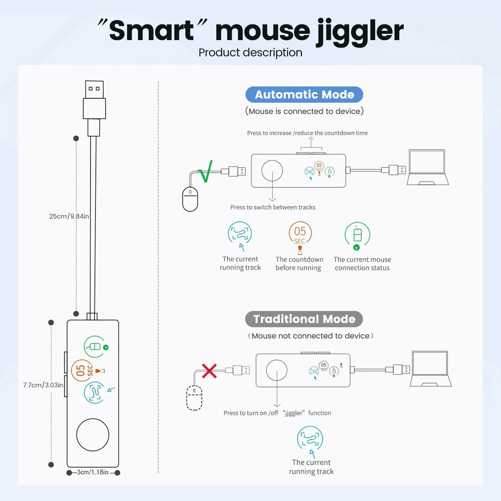 Fully Automatic Usb Mouse Jiggler With Hd Screen