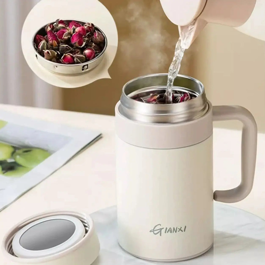 Premium Large-Caliber Thermos Cup 500ML White
