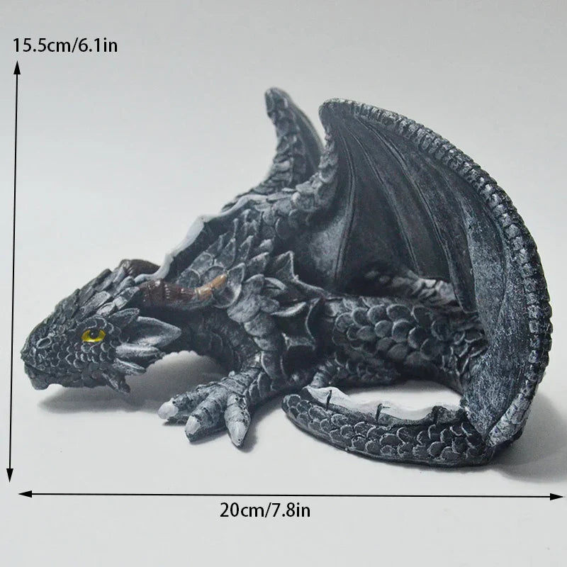 Garden Squatting Dragon Sculpture Guardian Statue Gothic Decor