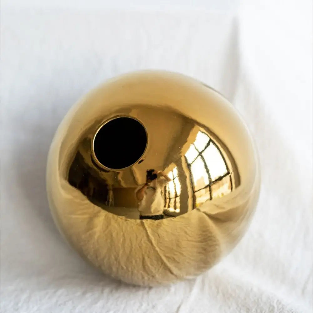 Golden Ball Ceramic Vase For Flower Arrangements