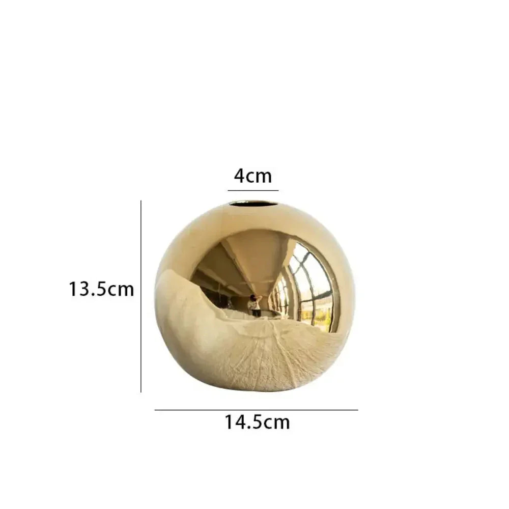Golden Ball Ceramic Vase For Flower Arrangements