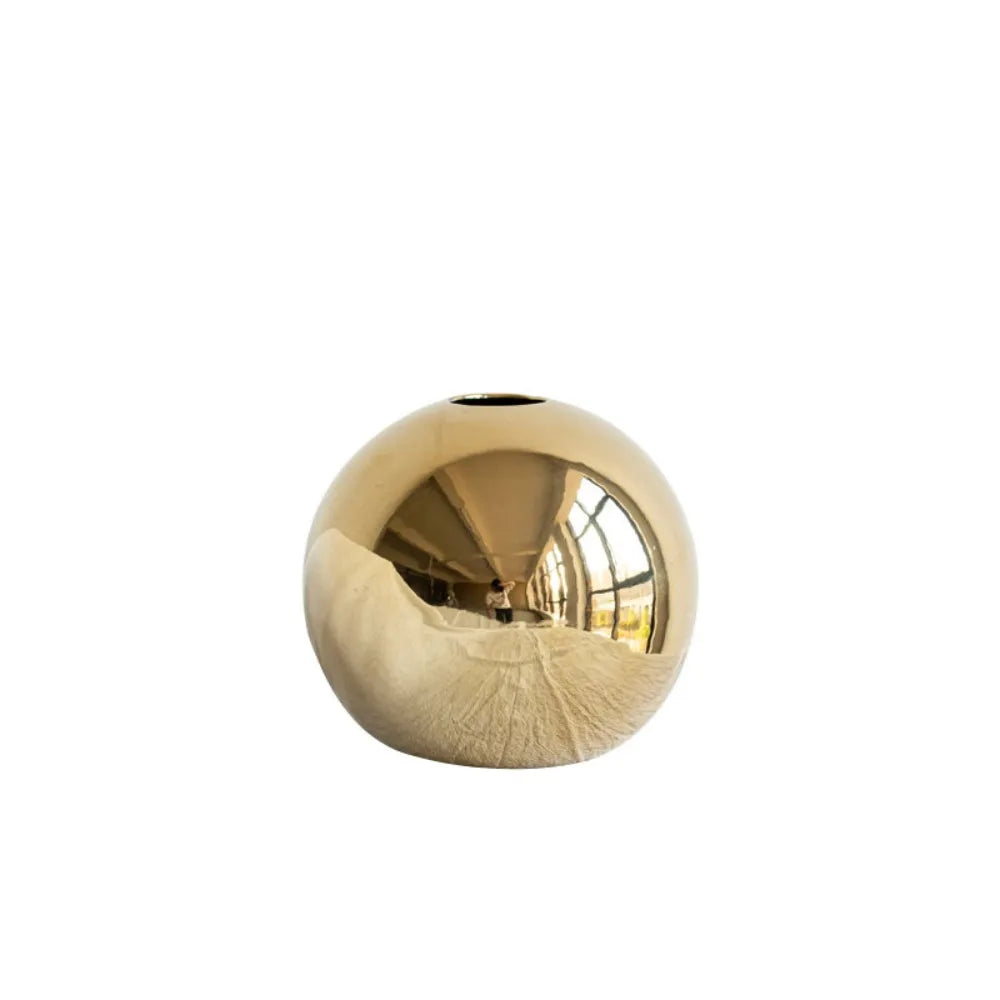 Golden Ball Ceramic Vase For Flower Arrangements