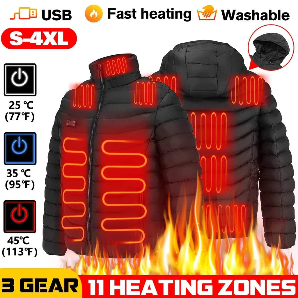 11-Zone USB Heated Jacket – Graphene Heating Winter Coat for Men & Women