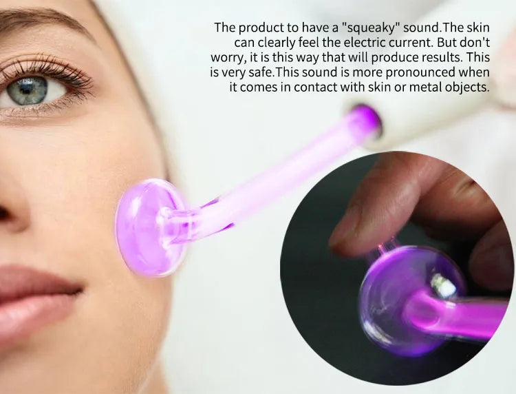 High Frequency Facial Machine with Argon Treatment - Electrotherapy Wand for Acne and Hair Care