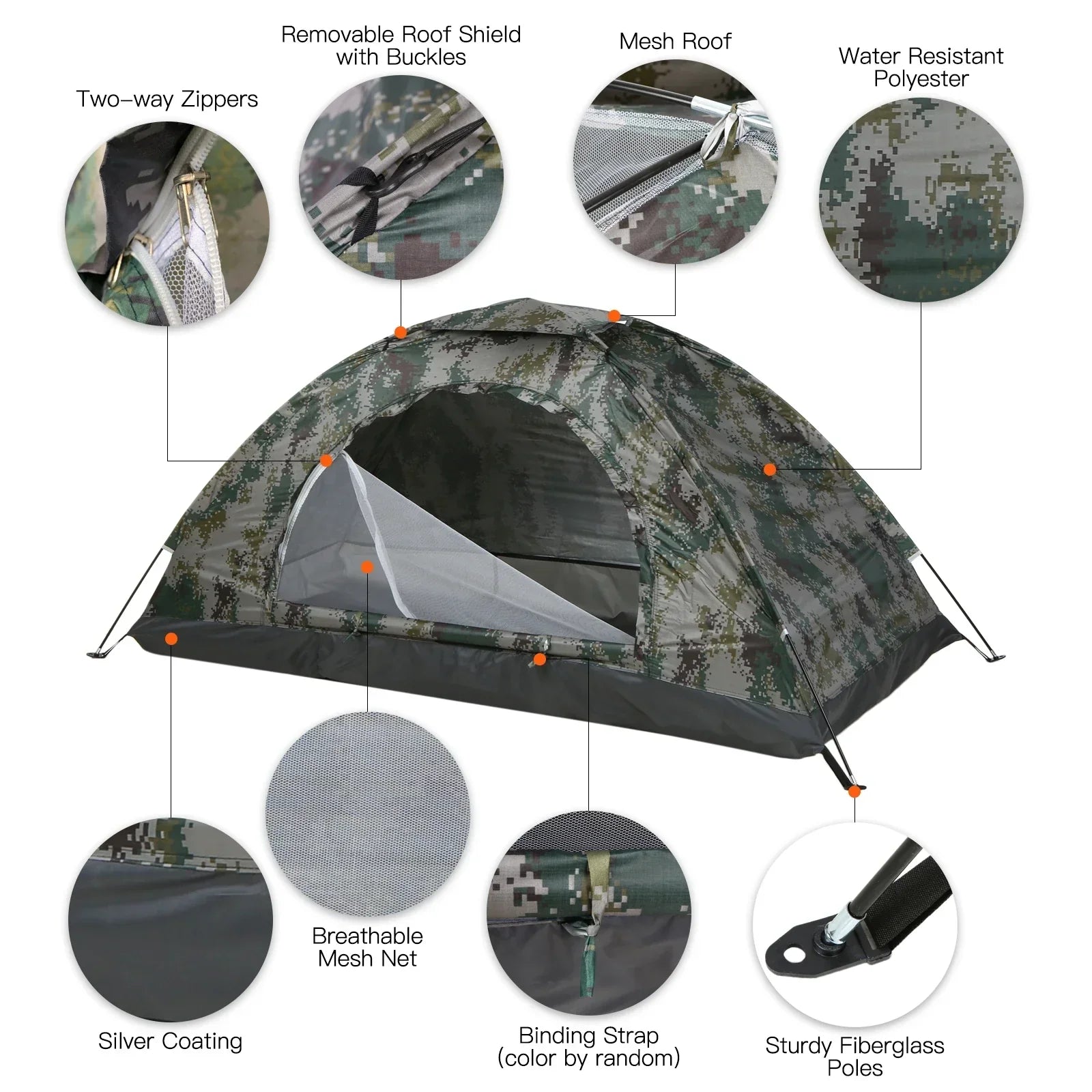 1-Person Camping Tent with Mesh Ventilation Green