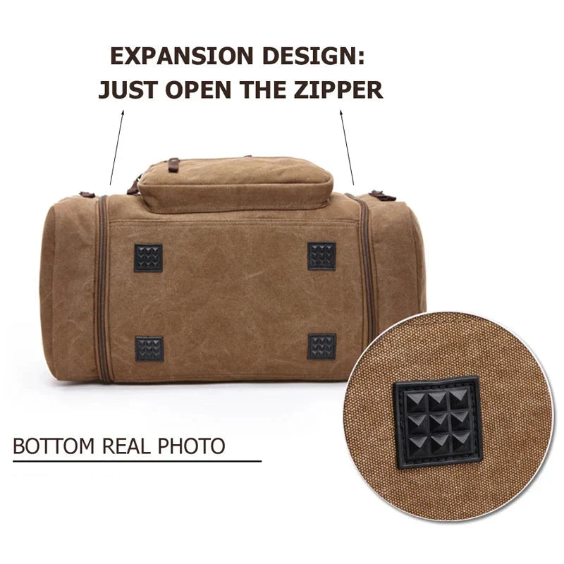 Canvas Travel Bag Carry-On Coffee Brown