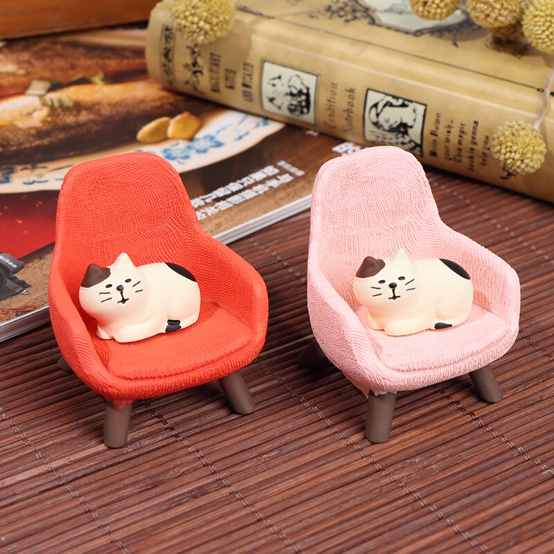 1 Set Simulation Small Sofa Stool Chair Furniture Model Toys for Doll House Decoration-Pink