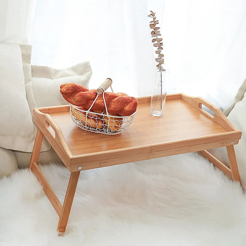 Foldable Laptop Stand & Breakfast Tray - Cozy Bedroom Desk