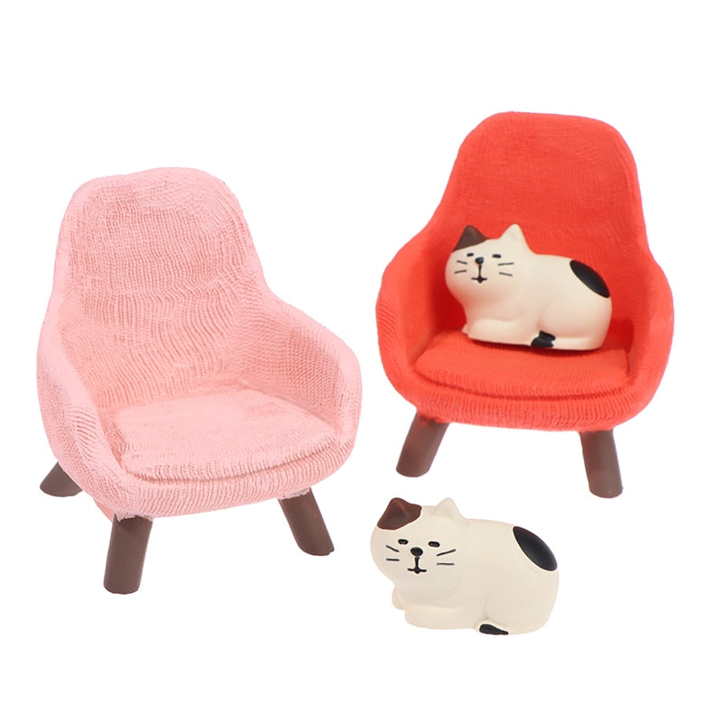 1 Set Simulation Small Sofa Stool Chair Furniture Model Toys for Doll House Decoration-Pink