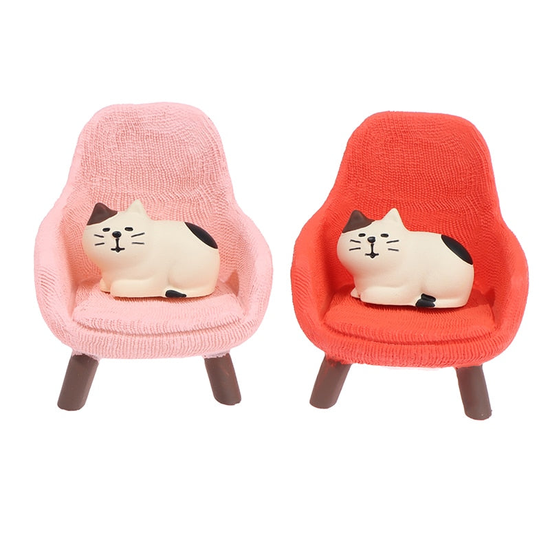 1 Set Simulation Small Sofa Stool Chair Furniture Model Toys for Doll House Decoration-Pink