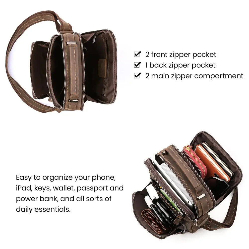 Vintage Genuine Leather Men's Small Shoulder Bag
